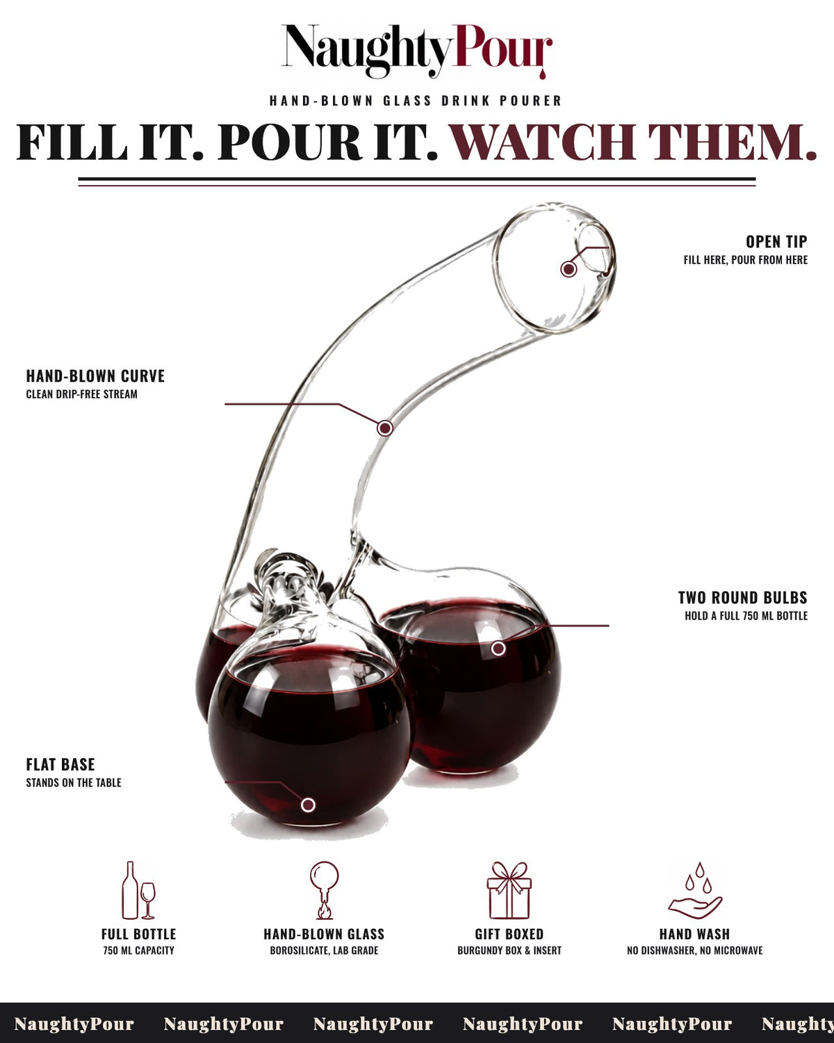 NaughtyPour Original pourer feature sheet
